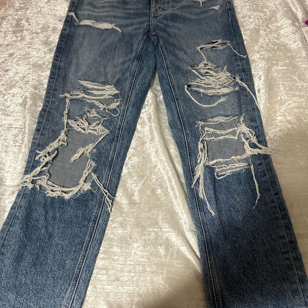 Distressed Blue Jeans